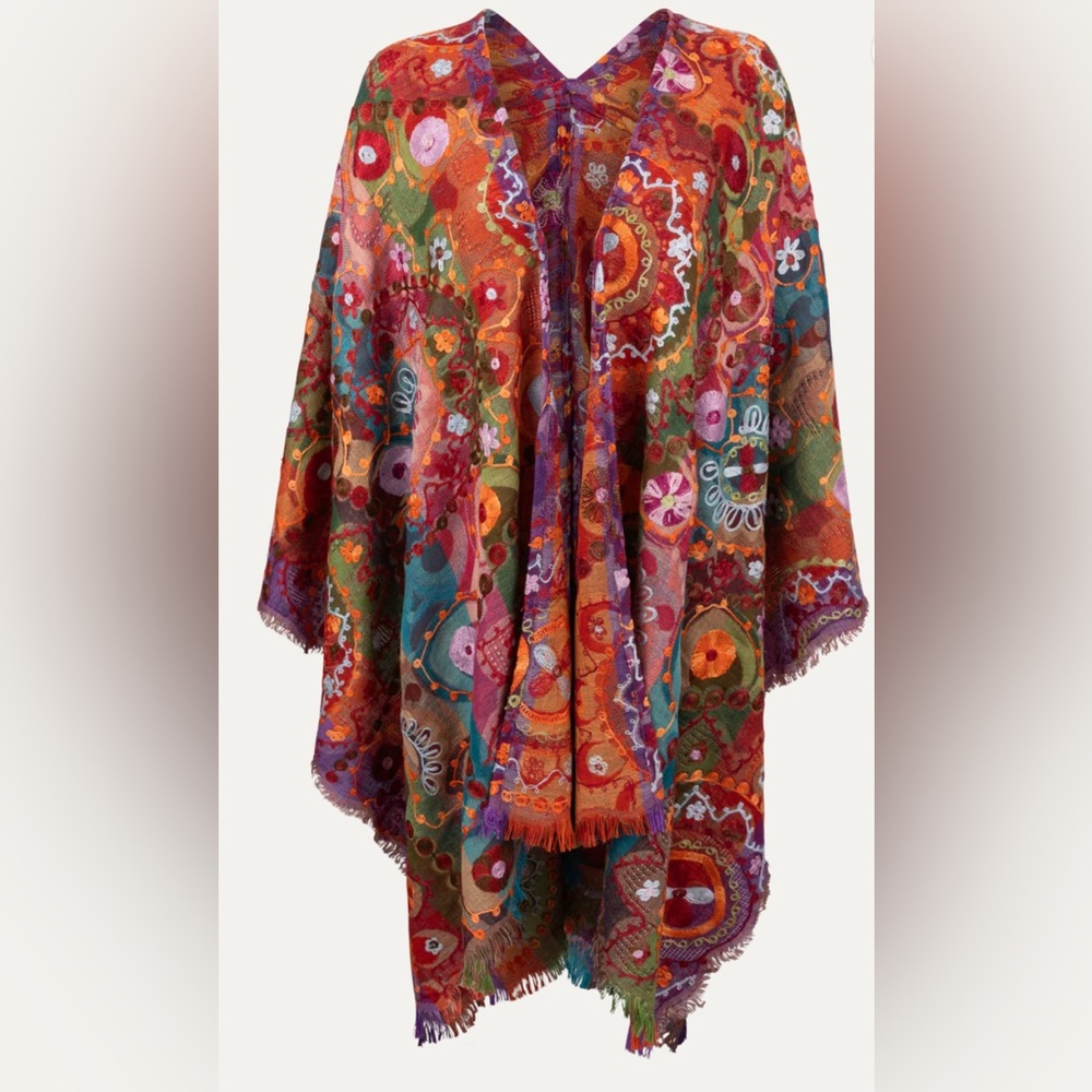 Pinto Ranch Anu Multi-Colored Ruana Wool Wrap